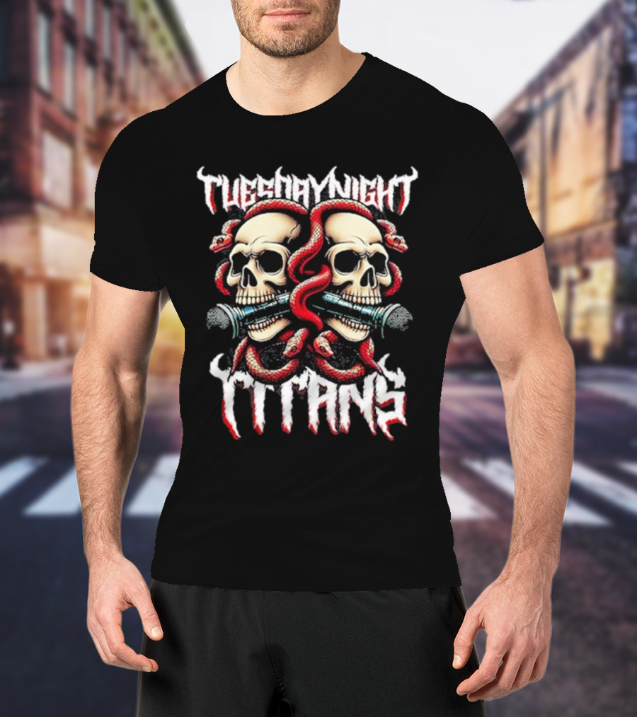Tuesday Night Titans Jason Solomon Skull And Snake Microphones T-Shirt