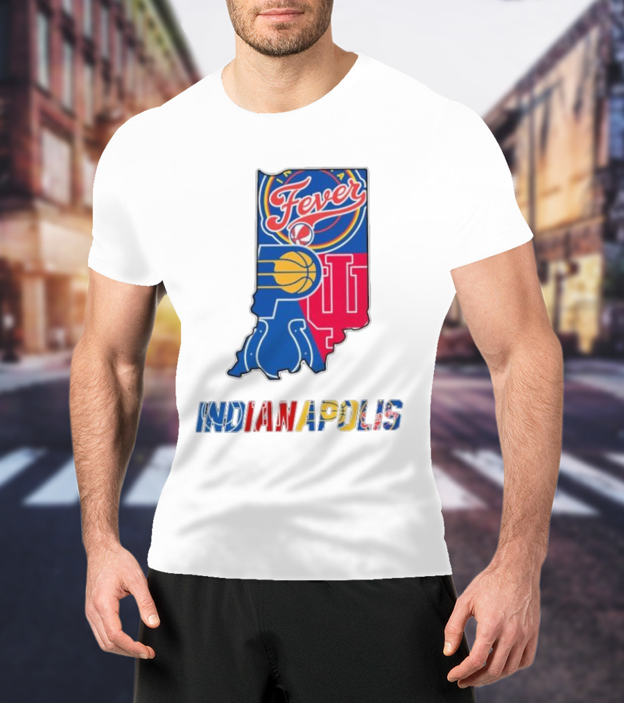 Indianapolis Fever Pacers IU Colts Map T-Shirt