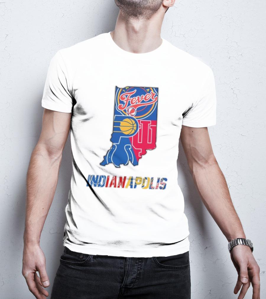 Indianapolis Fever Pacers IU Colts Map T-Shirt