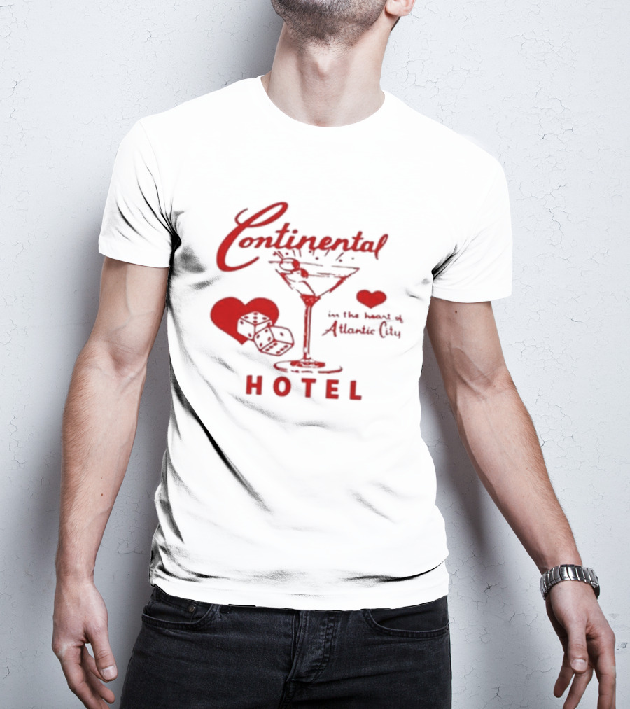 Continental Hotel In The Heart Of Atlantic City With Hearts And Martini Glass T-Shirt