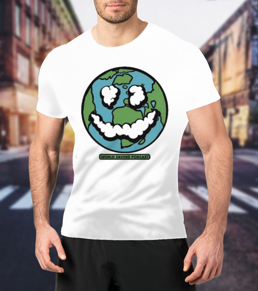Andy Frasco Crowd Surf World Saving Podcast Earth Smiley T-Shirt