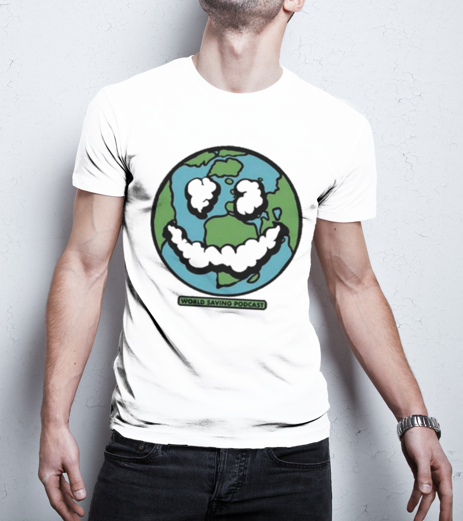 Andy Frasco Crowd Surf World Saving Podcast Earth Smiley T-Shirt