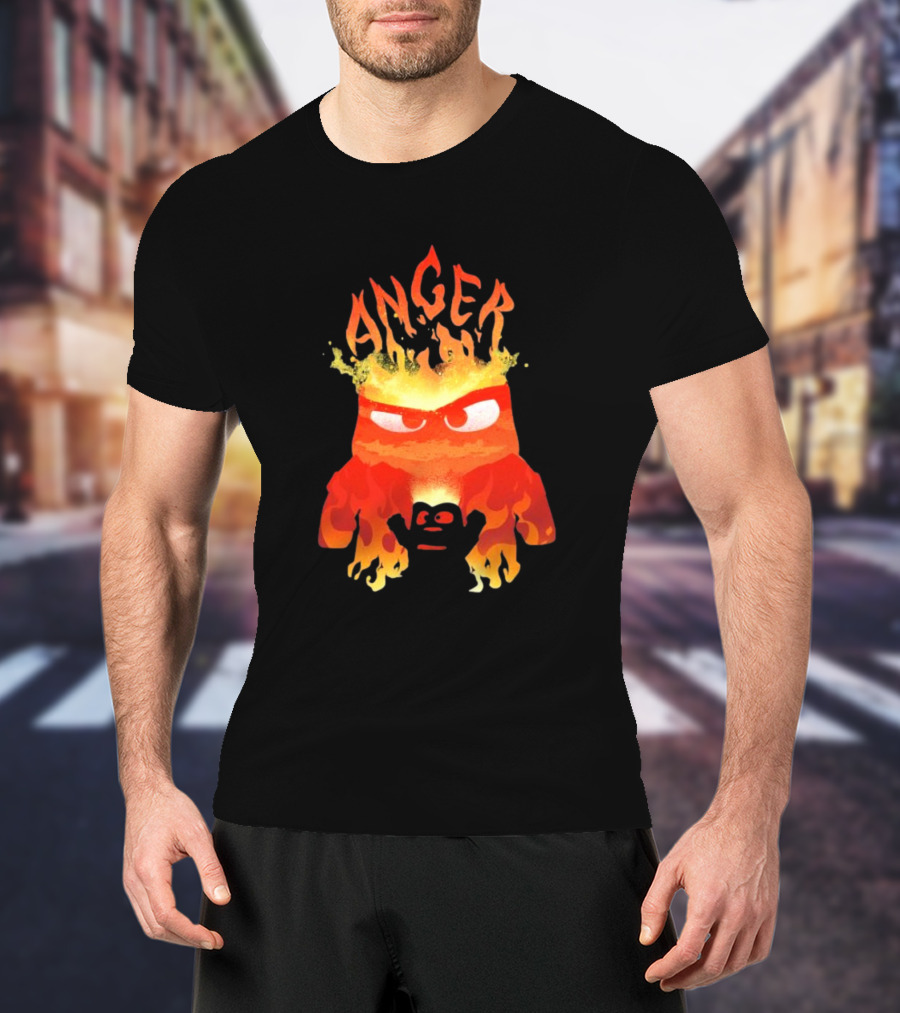 Anger Fire Inside Out Movie Character With Flaming T-Shirt