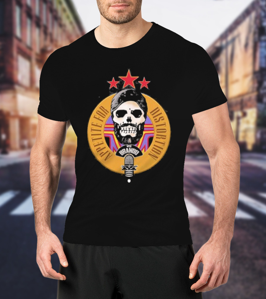 Appetite For Distortion Podcast Brando Skull And Microphone T-Shirt