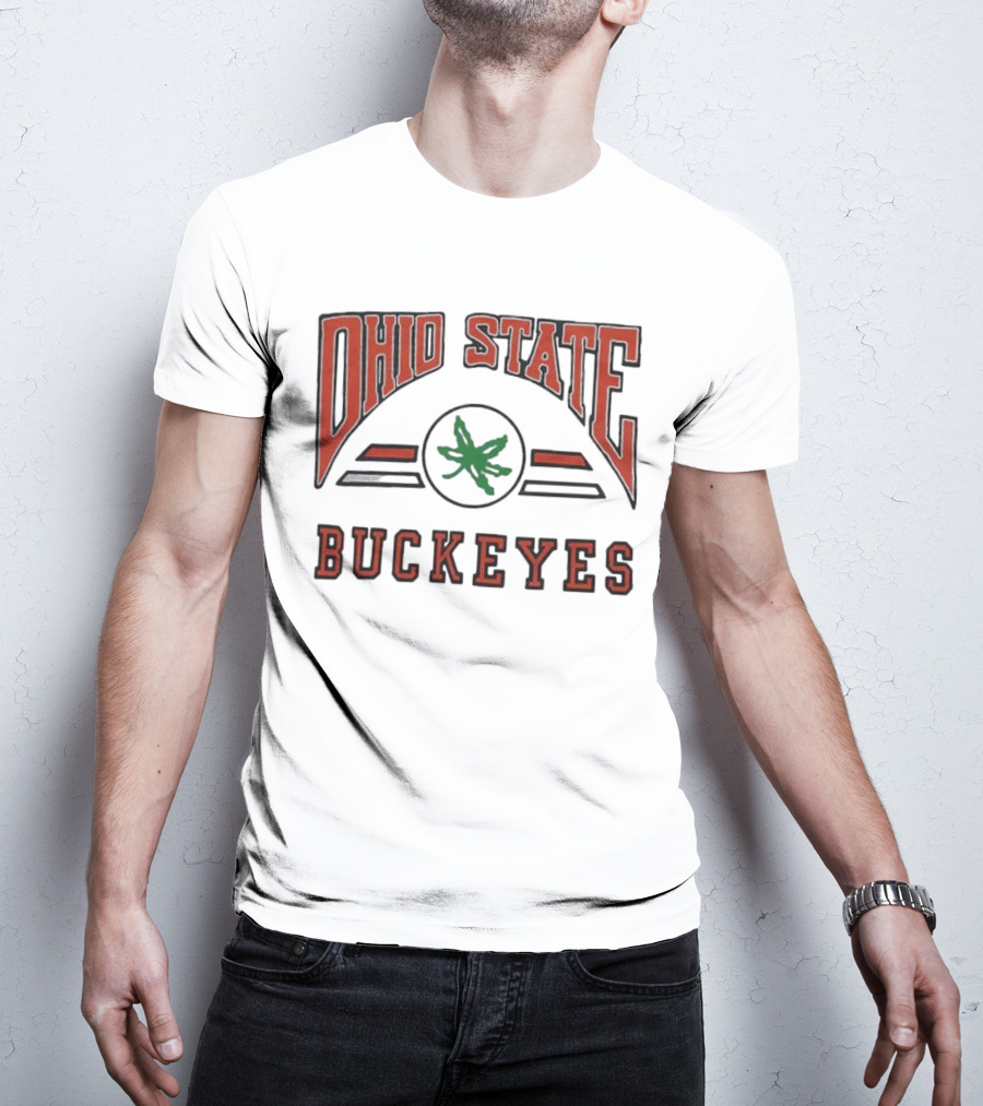 Ohio State Buckeyes Arch With Green Leaf T-Shirt