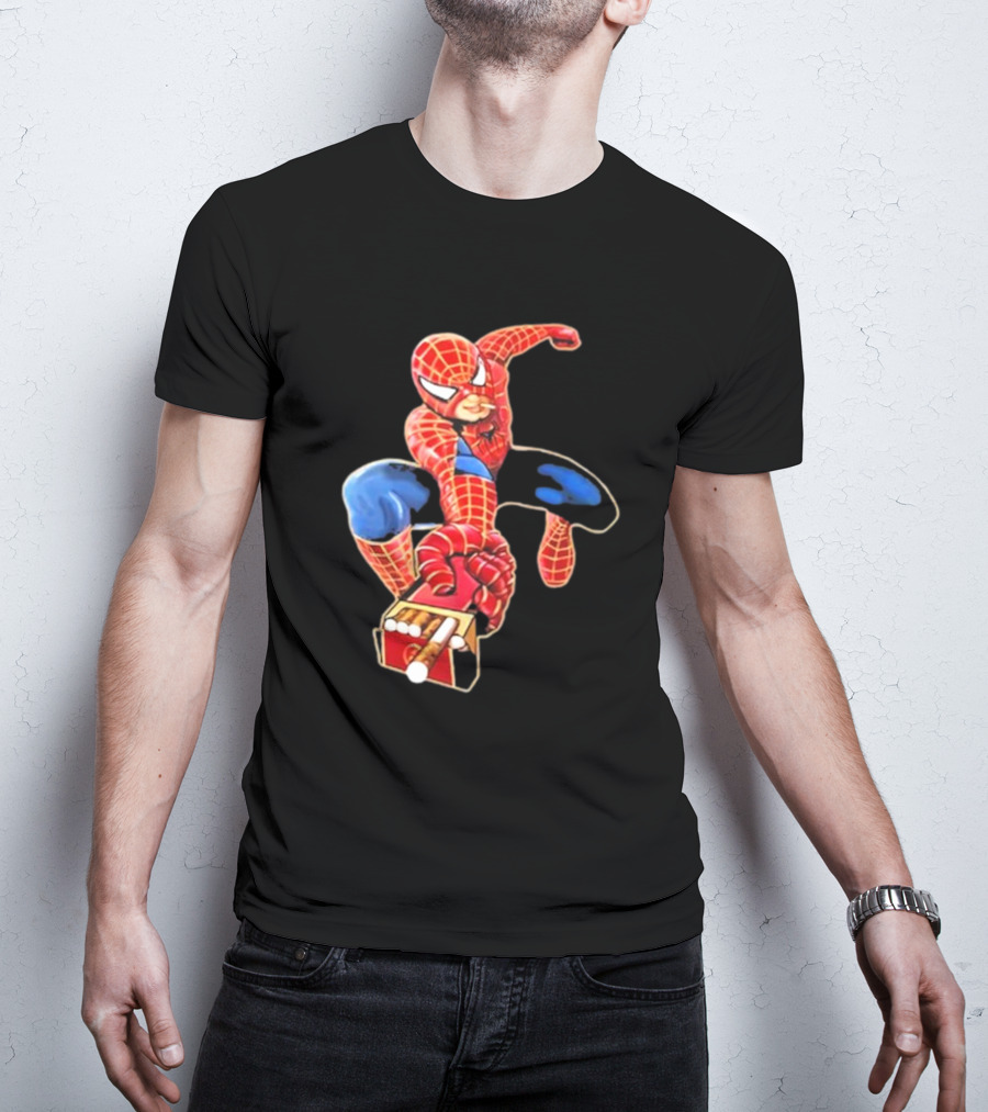 Shithead Steve Superman Smoker Man Spider-Man Cigarette Box Swing T-Shirt