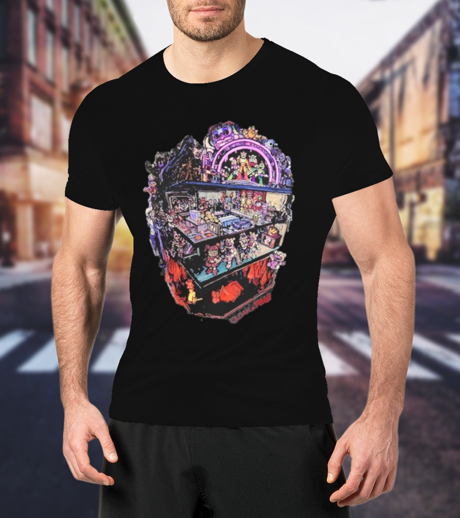 Walkapedia Ultrashield Race Products Colorful Cartoon Characters Scene T-Shirt