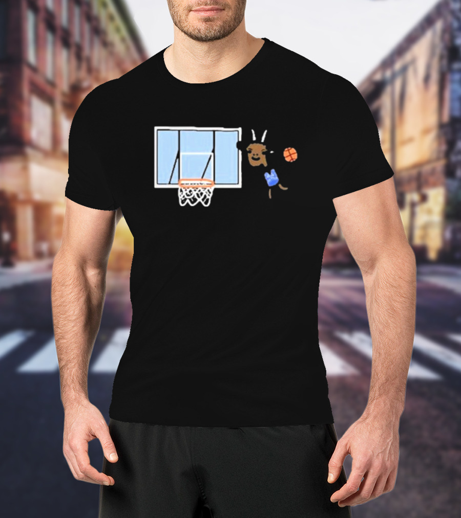 Goat Biles Basketball Dunking Goat With Jersey And Hoop T-Shirt