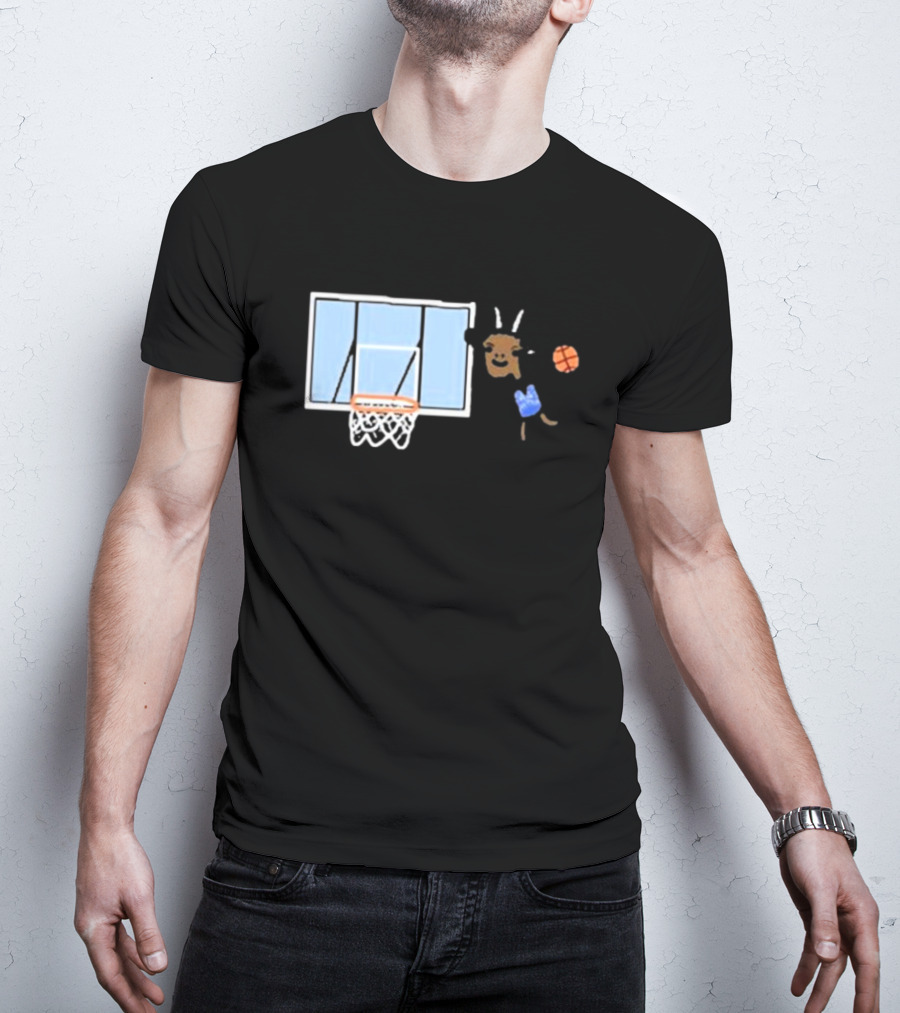 Goat Biles Basketball Dunking Goat With Jersey And Hoop T-Shirt