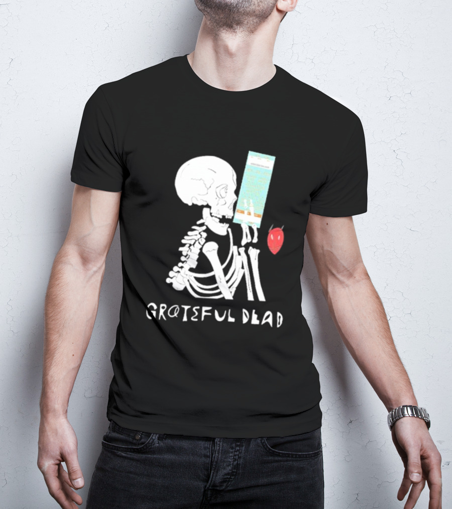 Grateful Dead Friends Of The Devils Skeleton With Ticket And Red Devil Head T-Shirt