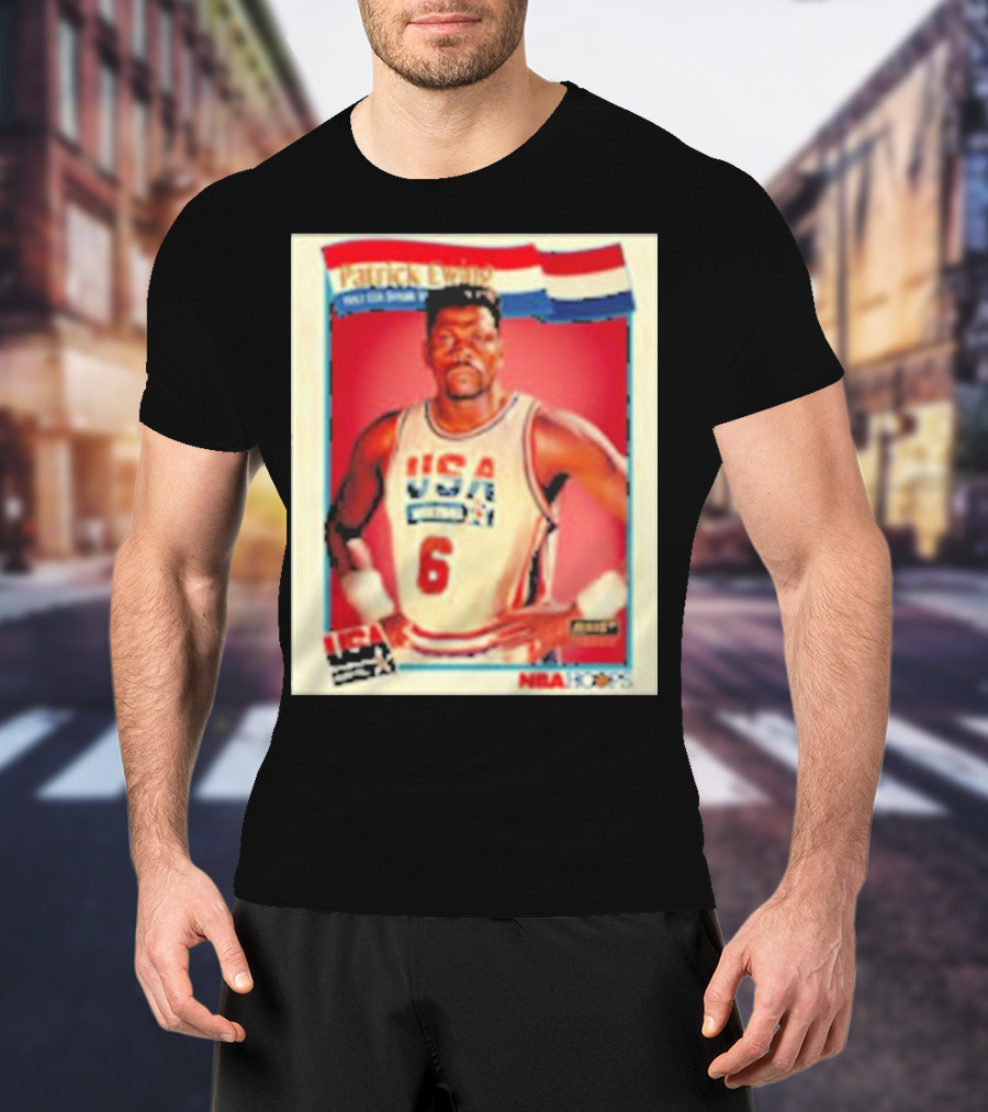 Patrick Ewing USA Basketball Dream Team 1992 NBA Hoops USA Olympic Team नंबर 6 T-Shirt
