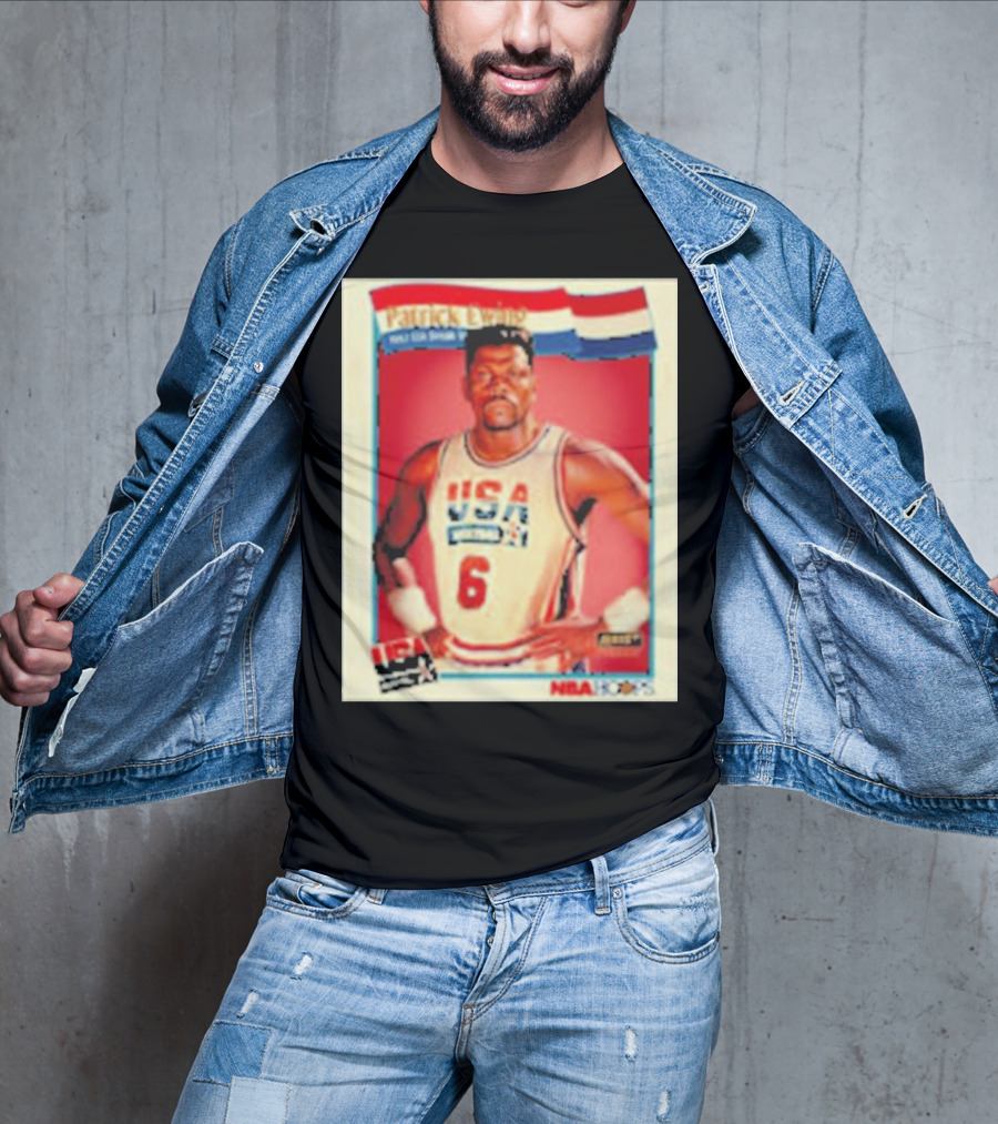 Patrick Ewing USA Basketball Dream Team 1992 NBA Hoops USA Olympic Team नंबर 6 T-Shirt