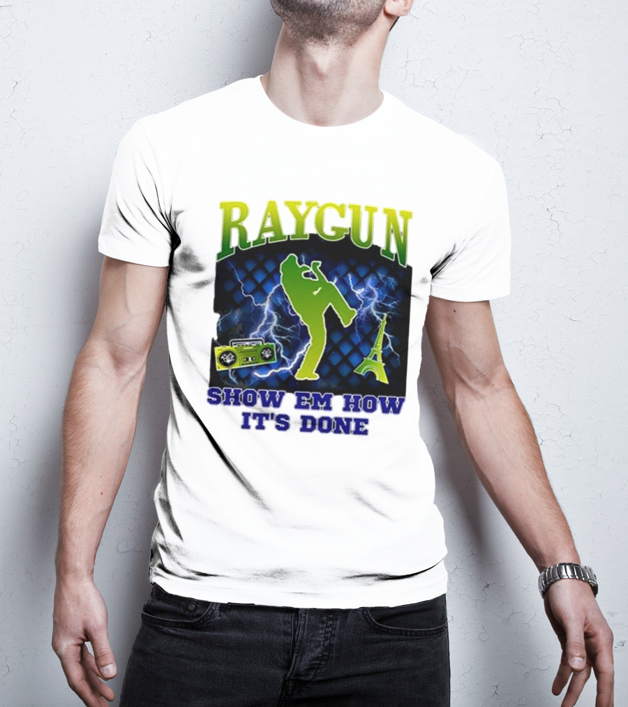 Raygun Show Em How It’s Done Electric Dance Eiffel Tower Boombox T-Shirt