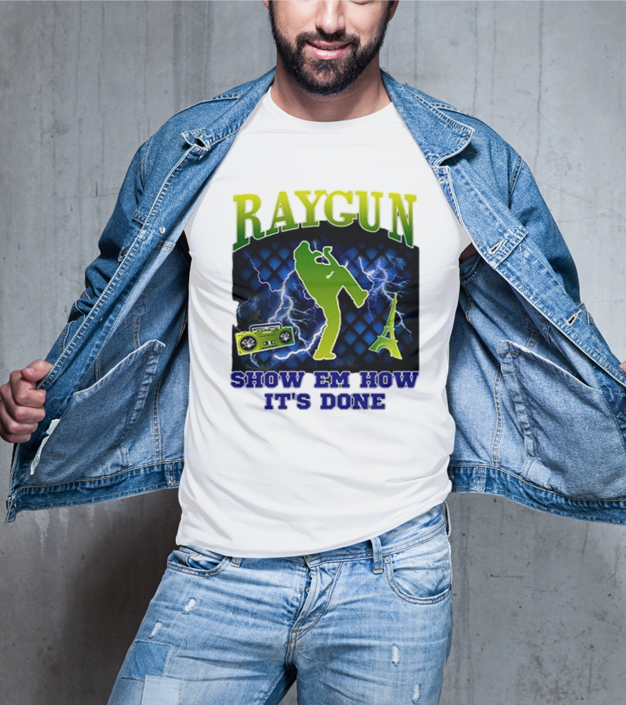 Raygun Show Em How It’s Done Electric Dance Eiffel Tower Boombox T-Shirt