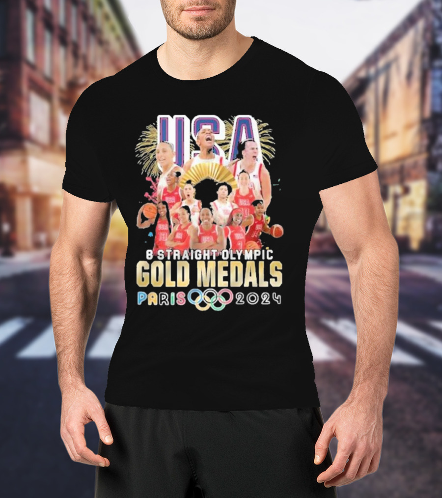 USA Basketball Women Team 8 Straight Olympic Gold Medals Paris T-Shirt