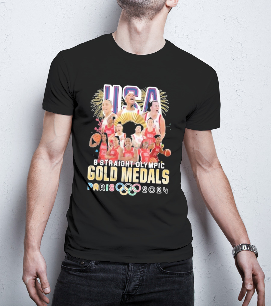 USA Basketball Women Team 8 Straight Olympic Gold Medals Paris T-Shirt