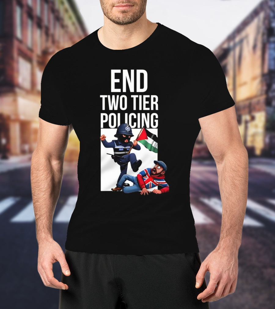 END TWO TIER POLICING British Officer And Palestinian Flag T-Shirt