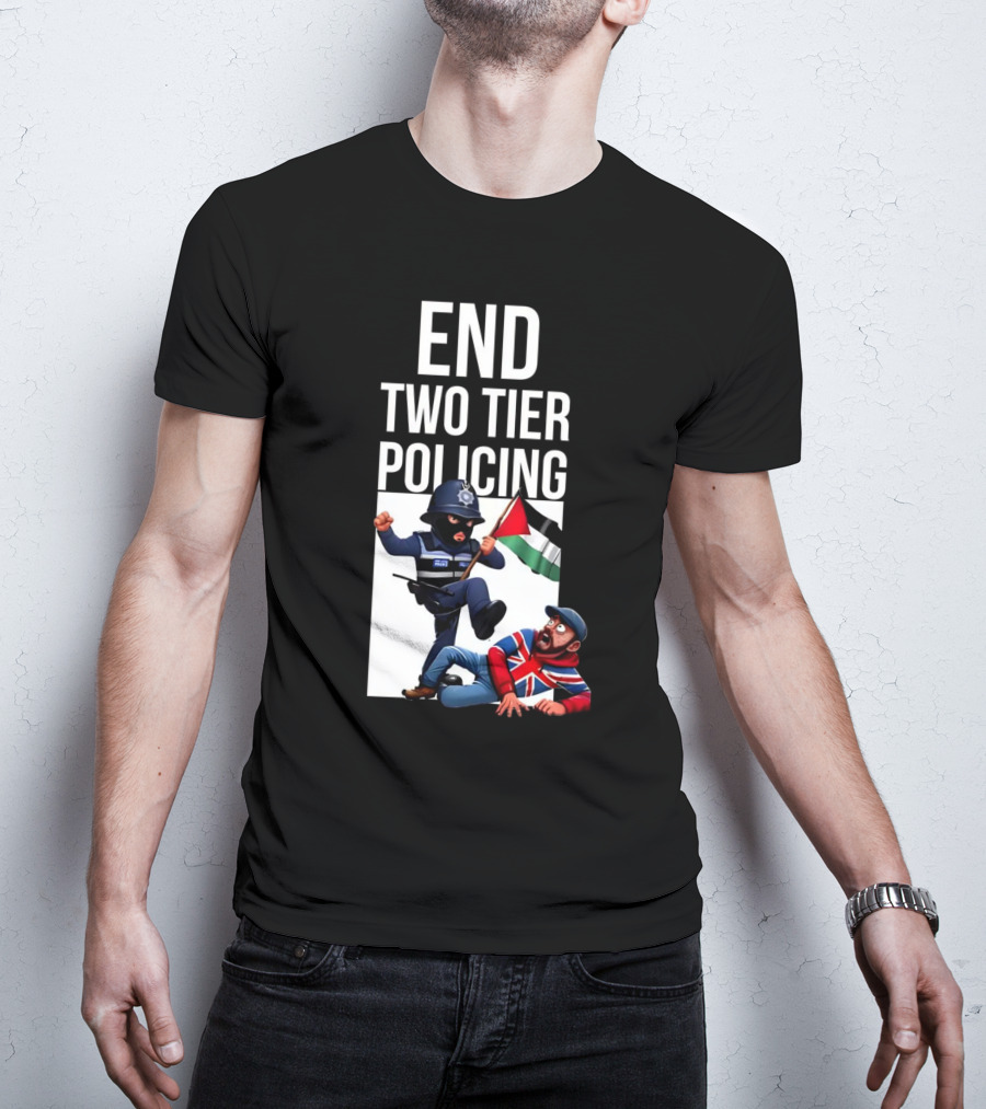 END TWO TIER POLICING British Officer And Palestinian Flag T-Shirt