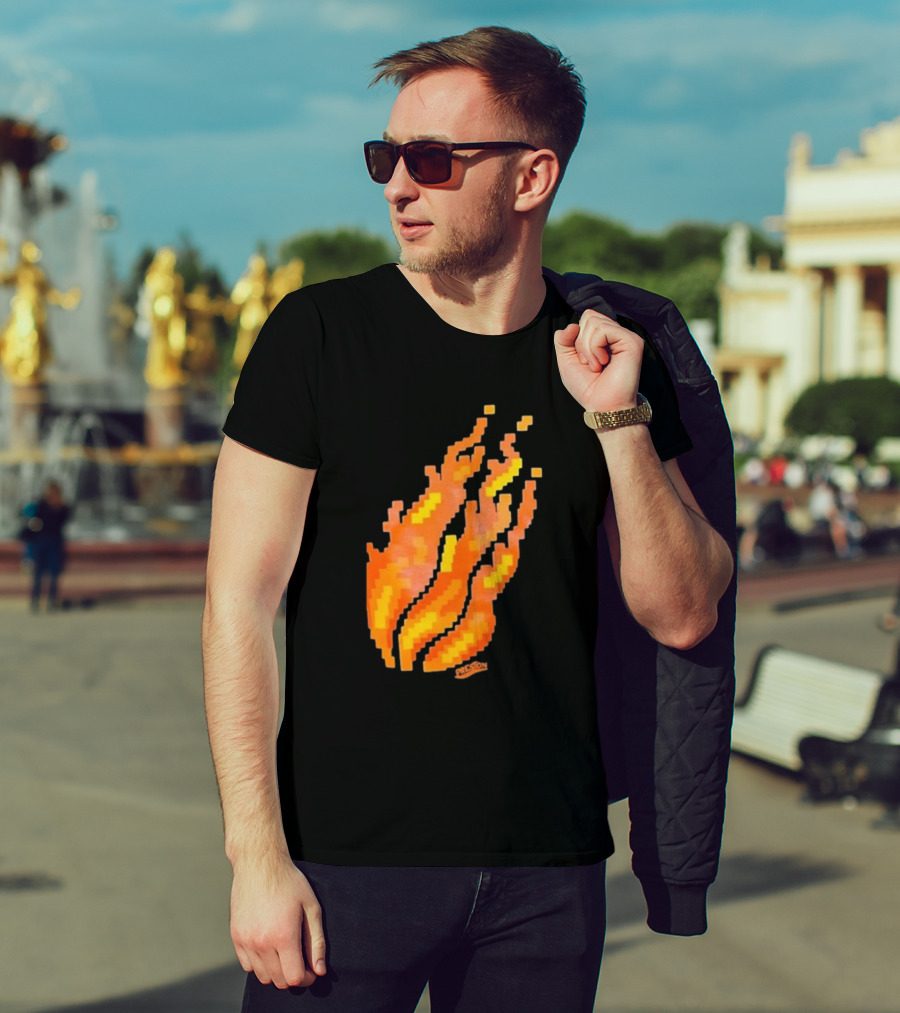 Fire Pixel Flame McLovin Burn Sunset Pixels T-Shirt