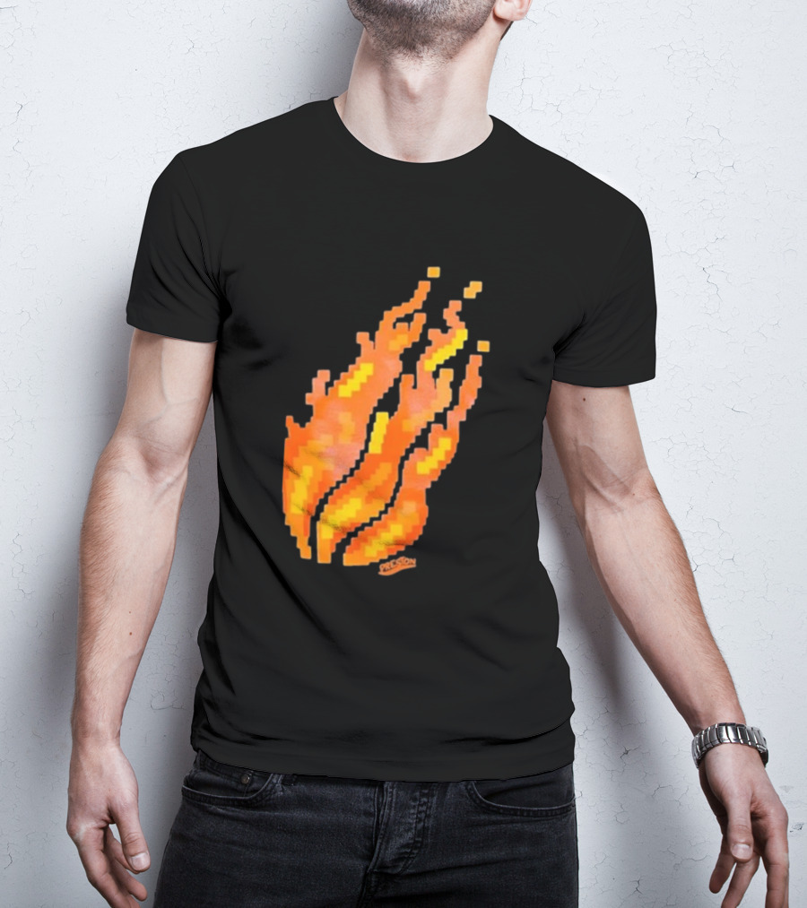 Fire Pixel Flame McLovin Burn Sunset Pixels T-Shirt