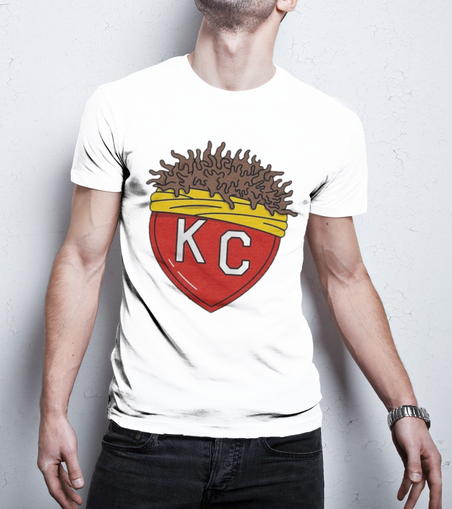 KC Franchise Heart Emblem With Brown Hair And Yellow Band T-Shirt