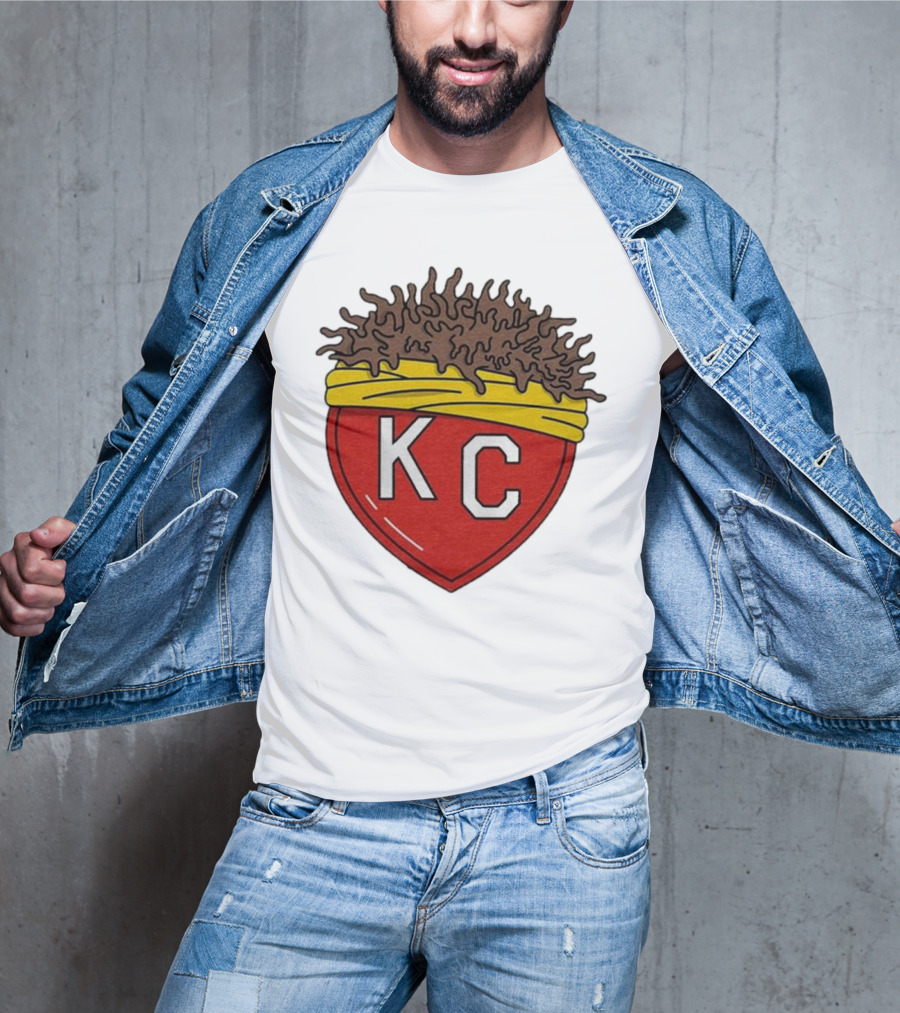 KC Franchise Heart Emblem With Brown Hair And Yellow Band T-Shirt