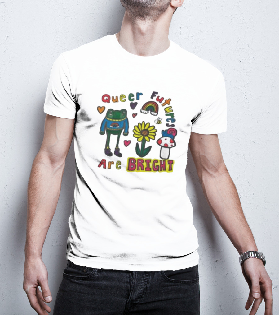 Queer Futures Are Bright Frog Rainbow Sunflower Mood T-Shirt