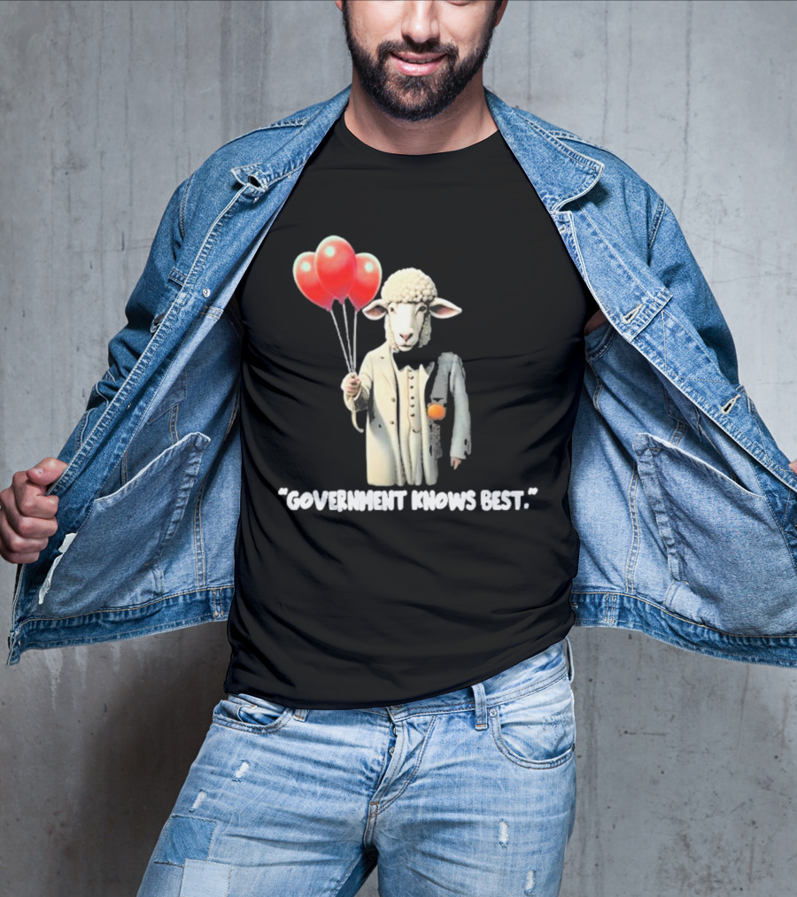 Funnyahhtees Government Knows Best Sheep Holding Balloons T-Shirt