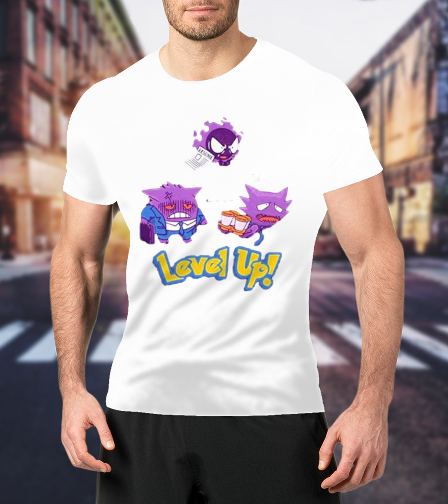 Gengar Evolution Level Up Journey With Resume And Briefcase T-Shirt