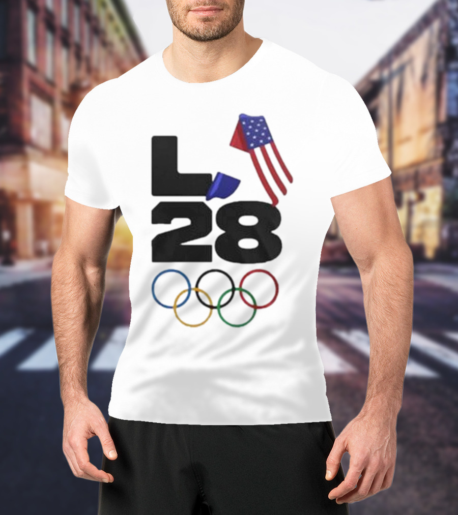 LA 28 Olympics American Flag Rings T-Shirt