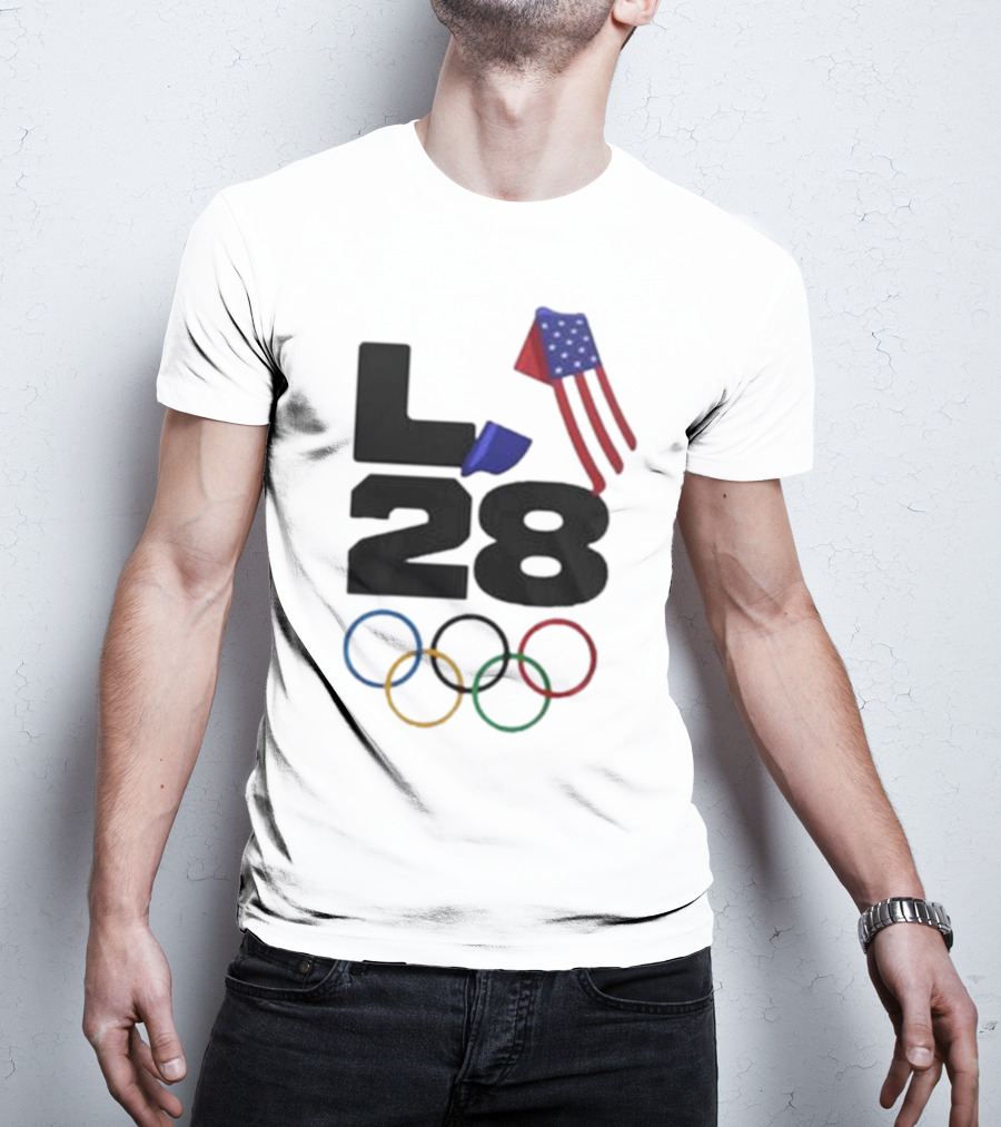 LA 28 Olympics American Flag Rings T-Shirt