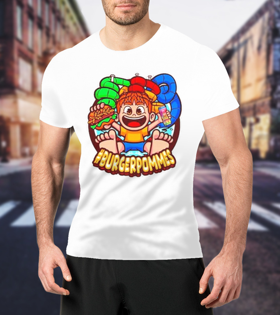 Lukasbs Burgerpommes Wasserpark Kids Fun Graphic With Slides And Snacks T-Shirt