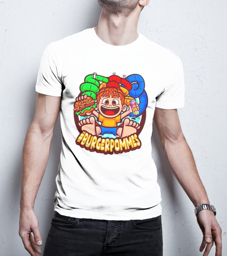 Lukasbs Burgerpommes Wasserpark Kids Fun Graphic With Slides And Snacks T-Shirt