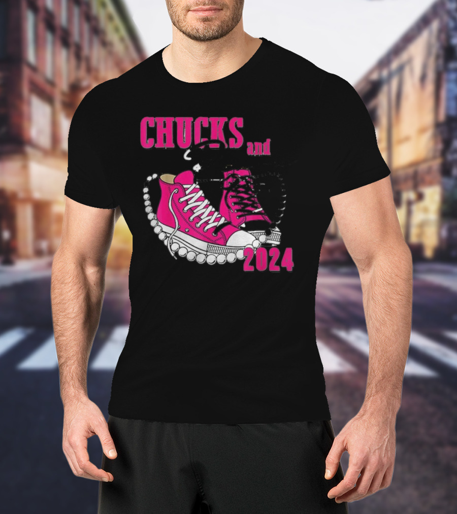 Chucks And Pearls Pink Sneakers T-Shirt