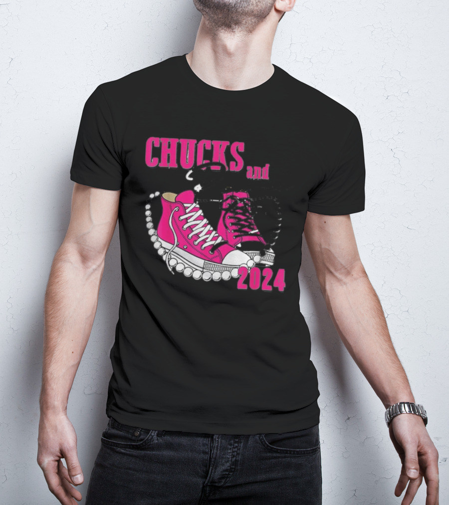 Chucks And Pearls Pink Sneakers T-Shirt