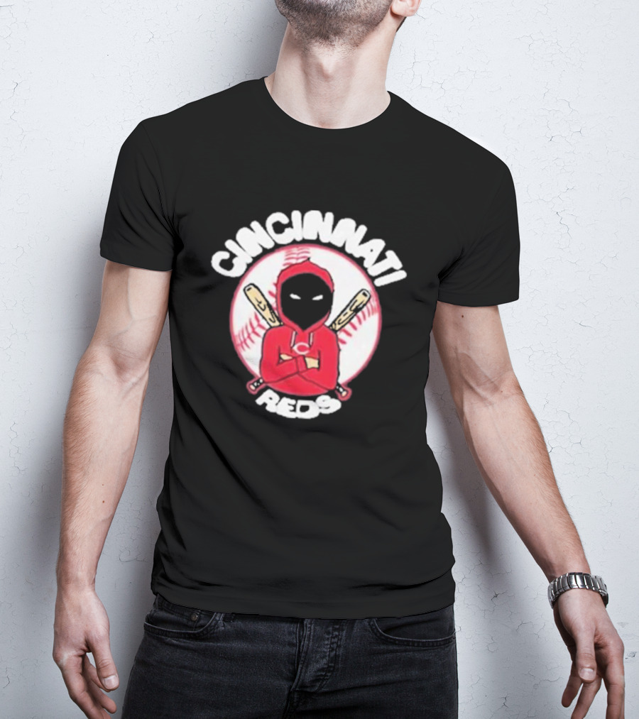 Cincinnati Reds Hoodie Baseball Mask With Crossed Bats T-Shirt