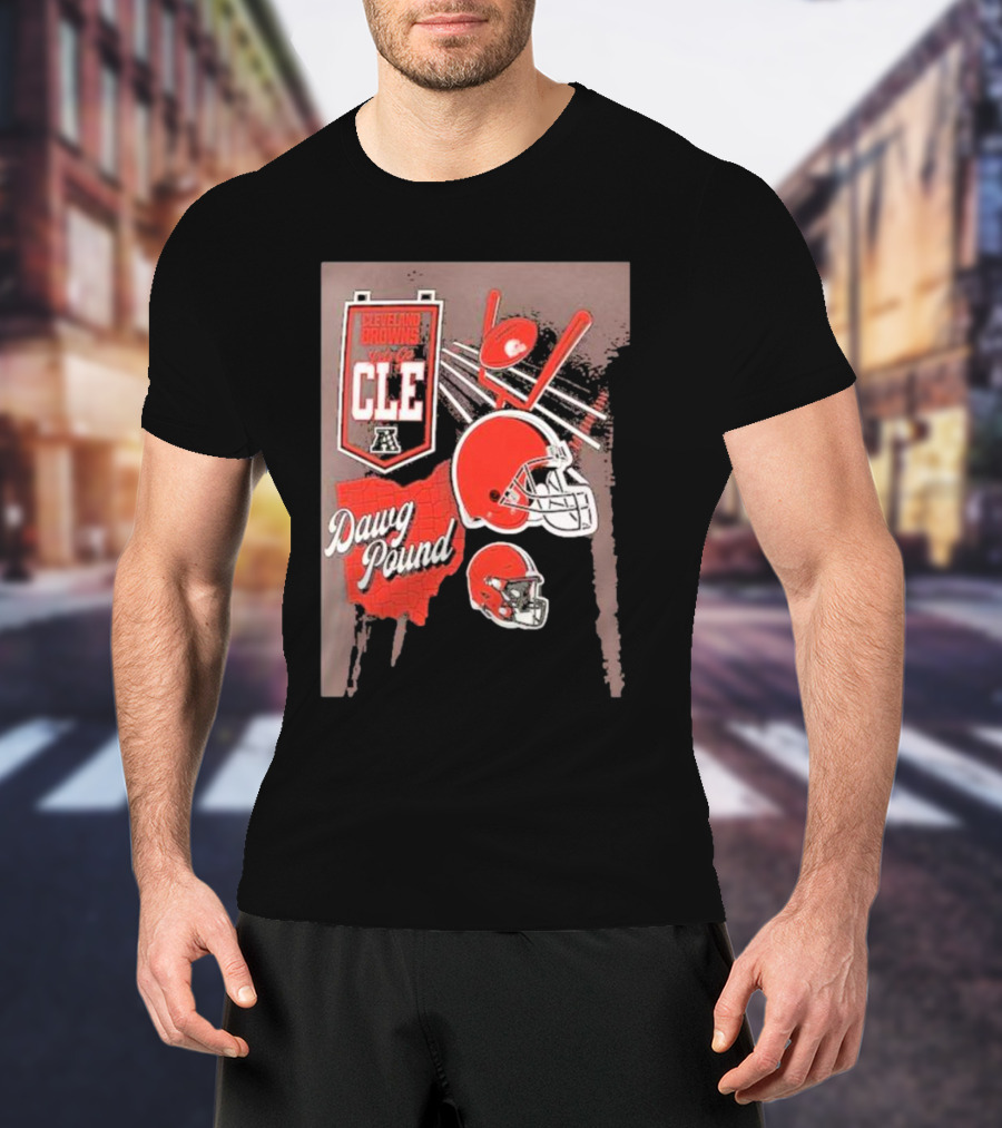 Cleveland Browns Dawg Pound Helmet CLE Football Fanatics Branded Split Zone T-Shirt