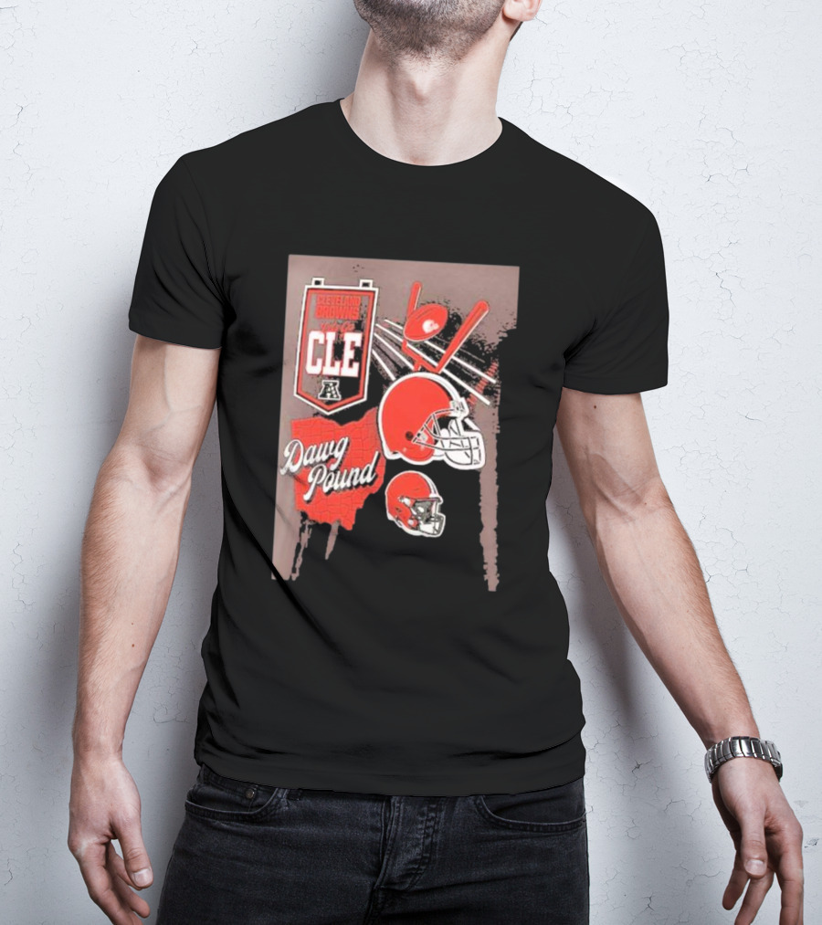 Cleveland Browns Dawg Pound Helmet CLE Football Fanatics Branded Split Zone T-Shirt