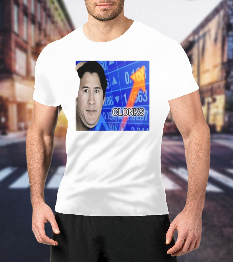 Cloak Oddly Specific Clonks Meme Face With Stock Market Arrow T-Shirt