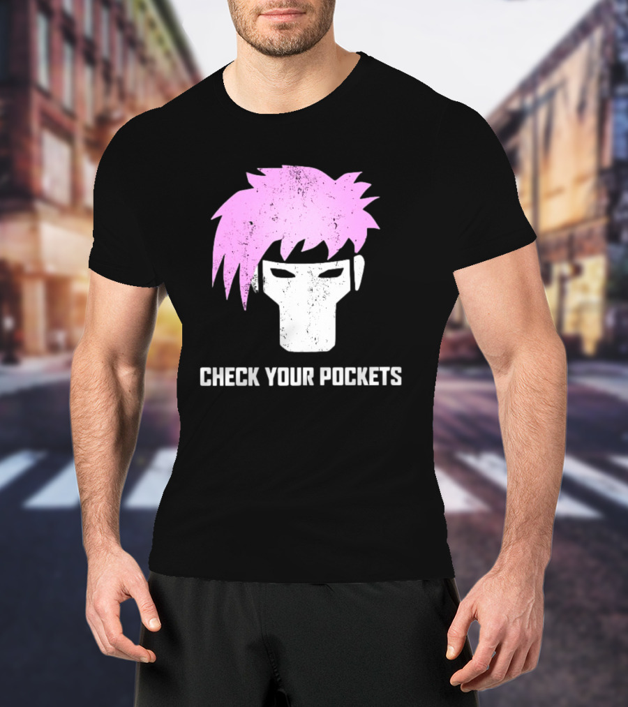 Channing Tatum Gambit Check Your Pockets Masked Pink Hair T-Shirt