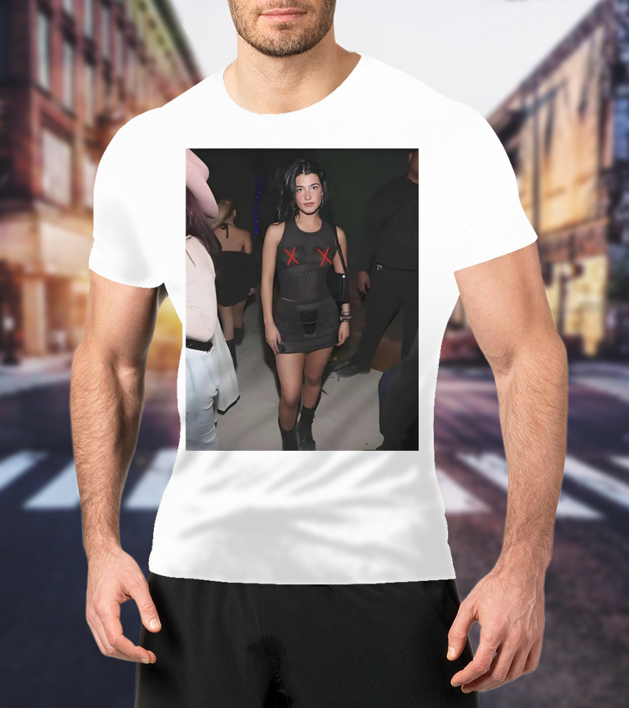 Charli D’Amelio Black Mesh Dress With Red X Details T-Shirt