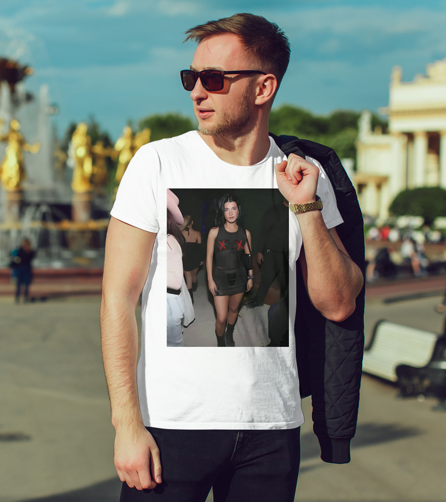 Charli D’Amelio Black Mesh Dress With Red X Details T-Shirt