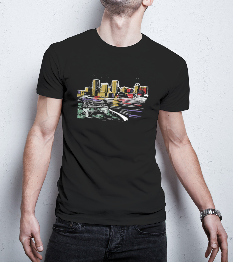 Charm City Football City Skyline Drawing T-Shirt