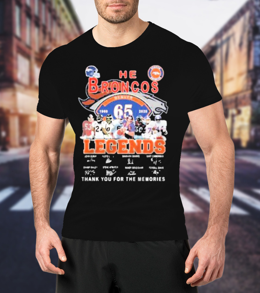 Denver Broncos 65 Year Legends 1960-2025 Thank You For The Memories T-Shirt