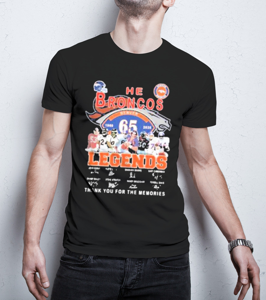 Denver Broncos 65 Year Legends 1960-2025 Thank You For The Memories T-Shirt