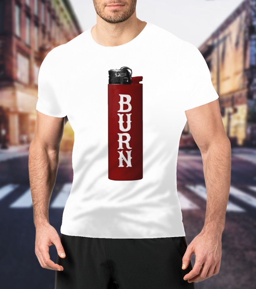 Eaj Burn Red Lighter Vertical Text T-Shirt