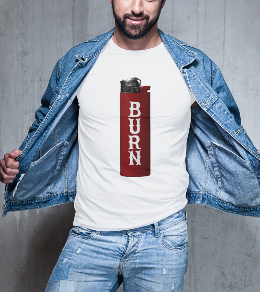 Eaj Burn Red Lighter Vertical Text T-Shirt