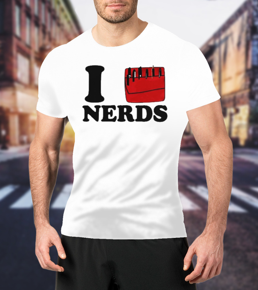 I Love Nerds Red Pocket T-Shirt