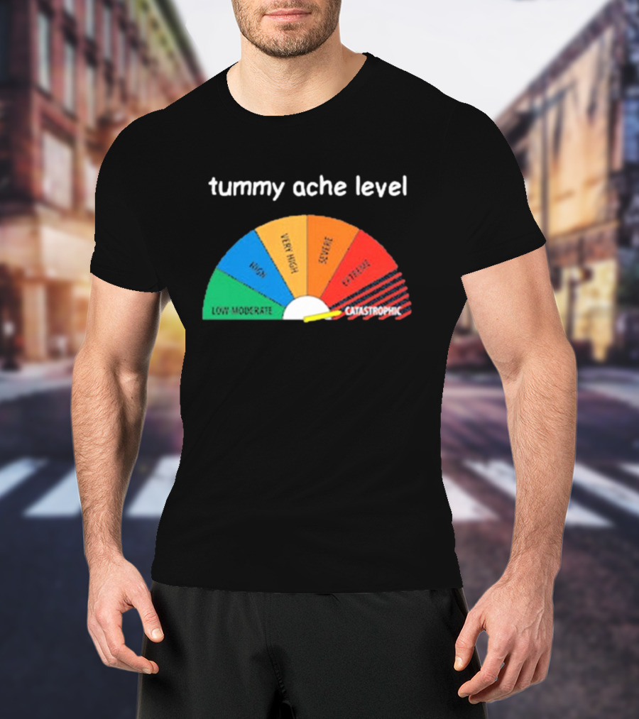 Tummy Ache Level Catastrophic Scale Low Moderate Severe Cringe T-Shirt