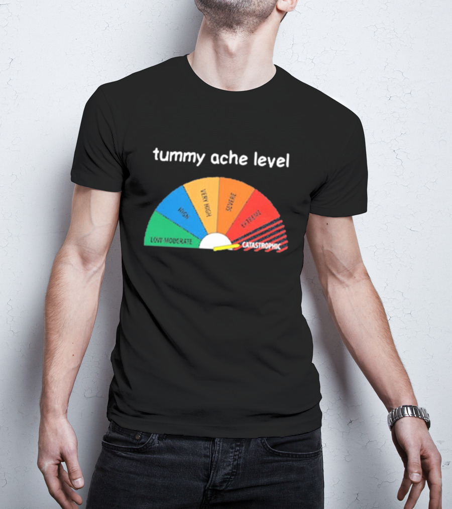 Tummy Ache Level Catastrophic Scale Low Moderate Severe Cringe T-Shirt